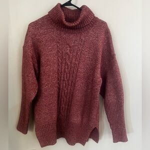Lulu's Pink Cable Knit Turtleneck Sweater